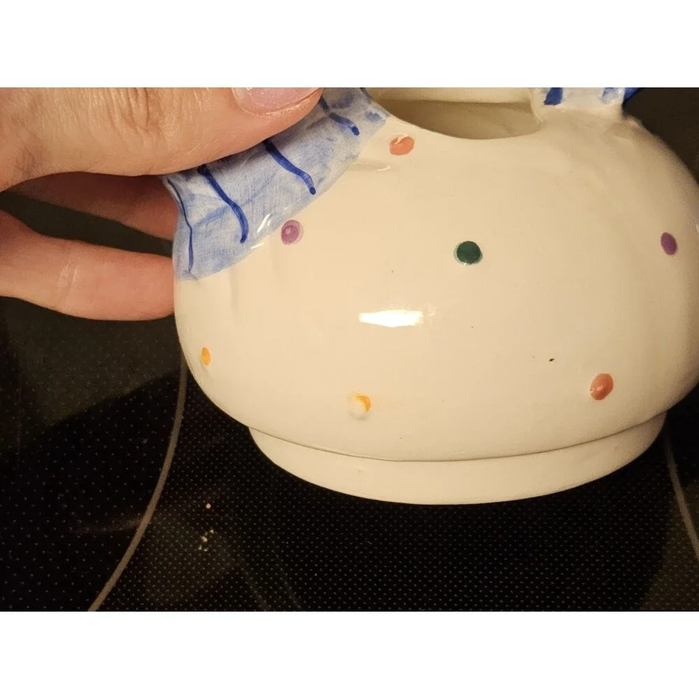 Vintage Himark Blue & White Colored Polka Dot Creamer, Small Tea Pot